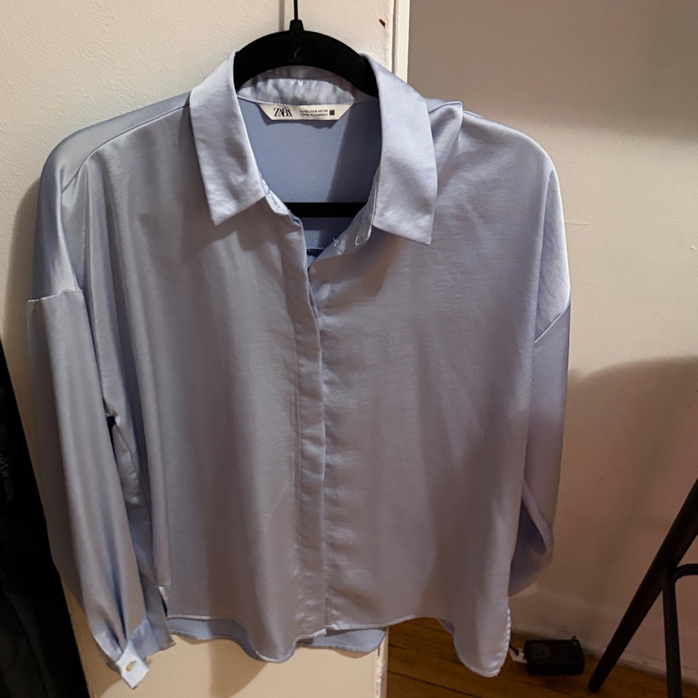 Zara Men's Sky Blue Casual Shirt